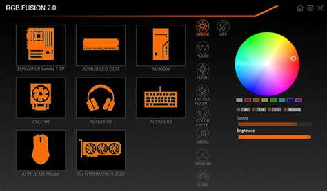 Using RGB FUSION 2.0 from Gigabyte for Motherboard RGB .